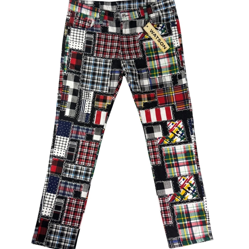 Watson Straight Leg Jeans Mens 40 Multicolor Denim Quilted Patchwork Cotton